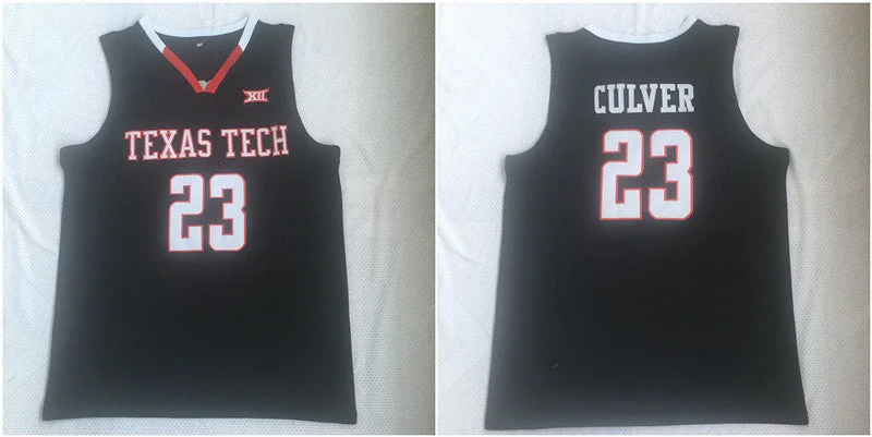 Basketball Jersey With Compression Fit-Texas Tech Red Raiders 23 Jarrett Culver Black College Basketball Basketball Jersey