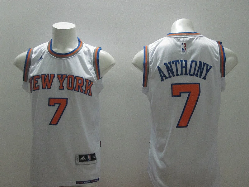 Basketball Jersey With Contrast Colors-Knicks 7 Anthony White 2014-15 New Swingman Basketball Jerseys