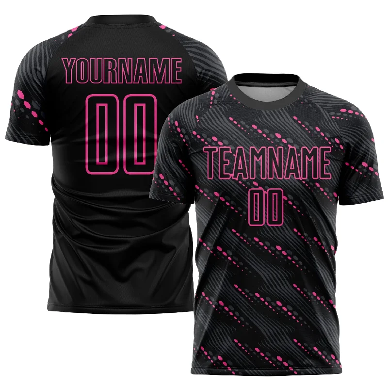 Football Jersey For Professional Wear-Custom Black Pink Sublimation Soccer Uniform Jersey