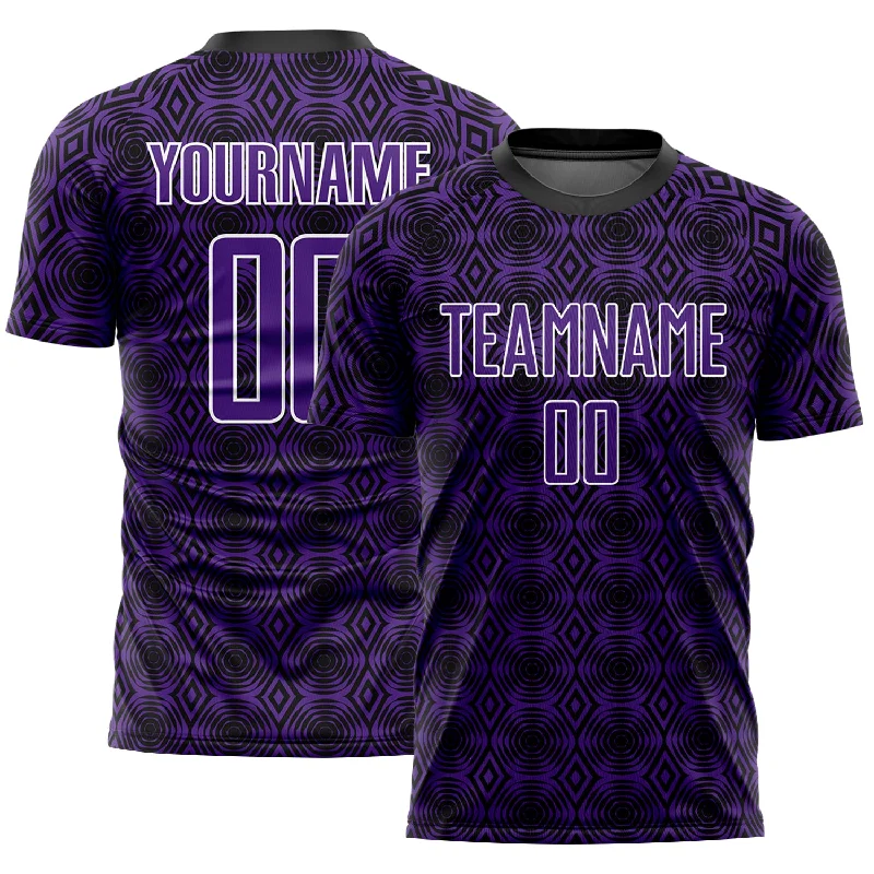 Football Jersey For Weekend Warriors-Custom Purple Black-White Geometric Shapes Sublimation Soccer Uniform Jersey