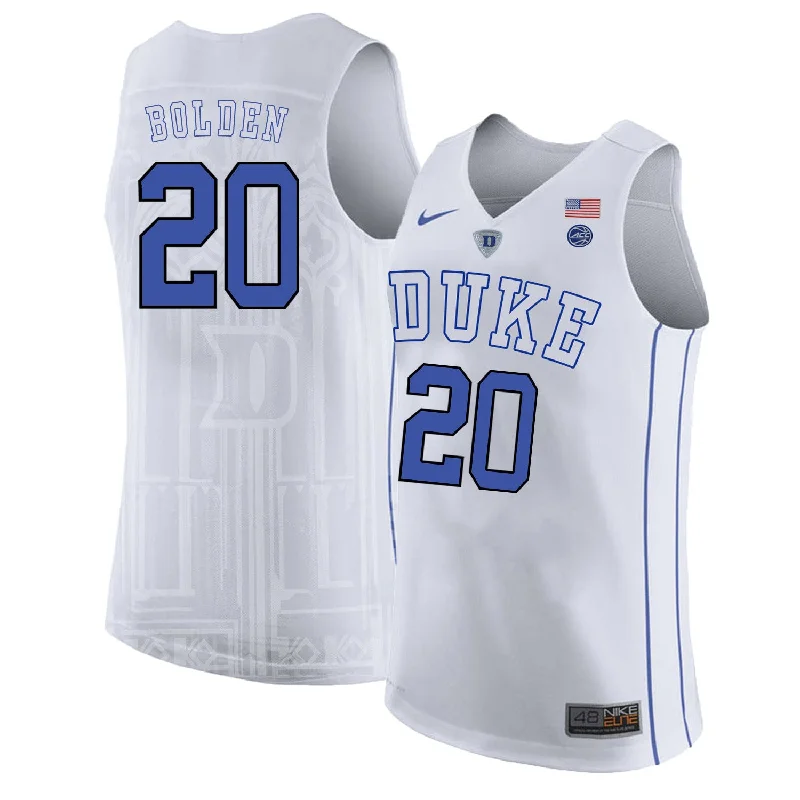 Basketball Jersey With Zipper Pockets-Duke Blue Devils 20 Marques Bolden White College Basketball Basketball Jersey