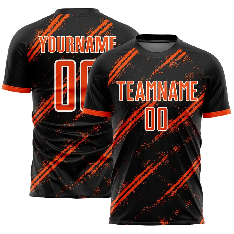 High Quality Football Jersey-Custom Black Orange-White Sublimation Soccer Uniform Jersey