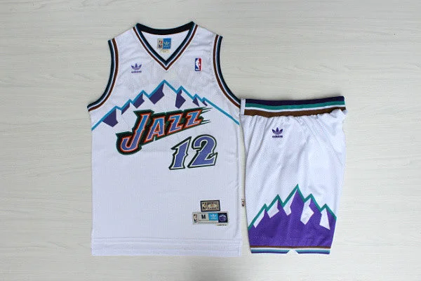 Basketball Jersey With Advanced Technology-Jazz 12 John Stockton White Hardwood Classics Basketball Jersey(With Shorts)