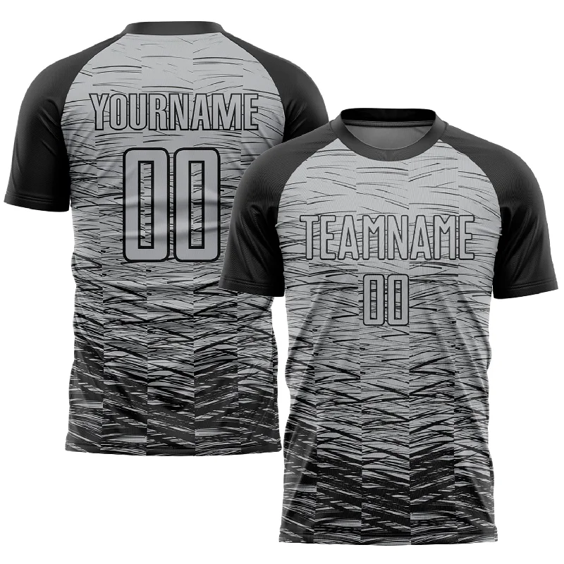 Football Jersey With Classic Style-Custom Gray Black Sublimation Soccer Uniform Jersey