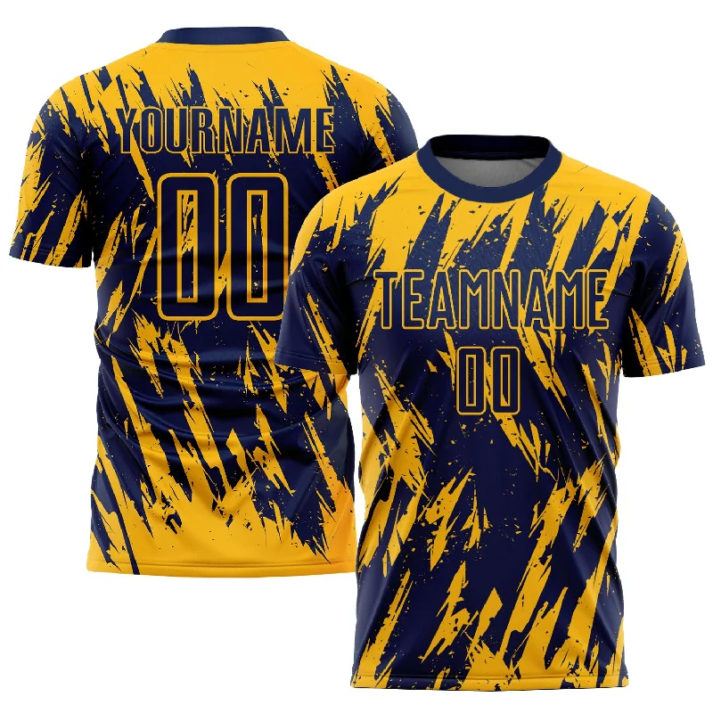 Football Jersey For Women-Custom Gold Navy Sublimation Soccer Uniform Jersey