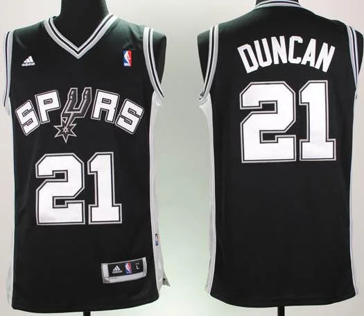 Basketball Jersey For Quick Drying-Spurs 21 Duncan Black New Revolution 30 Basketball Jerseys