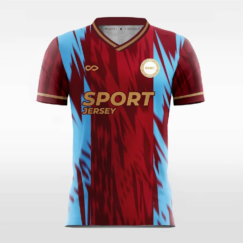 Football Jersey With Mesh Material-Rosewood - Custom Soccer Jersey for Men Red and Blue Sublimated