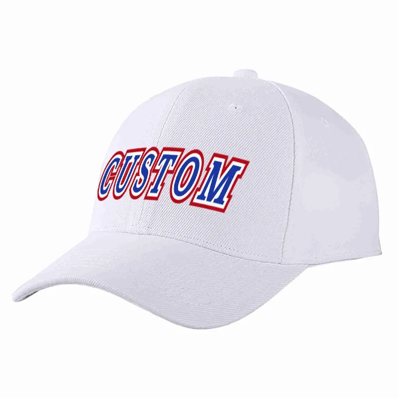 Workwear Baseball Cap-Custom White Royal-White Curved Eaves Sport Baseball Cap Design for Men/Women/Youth