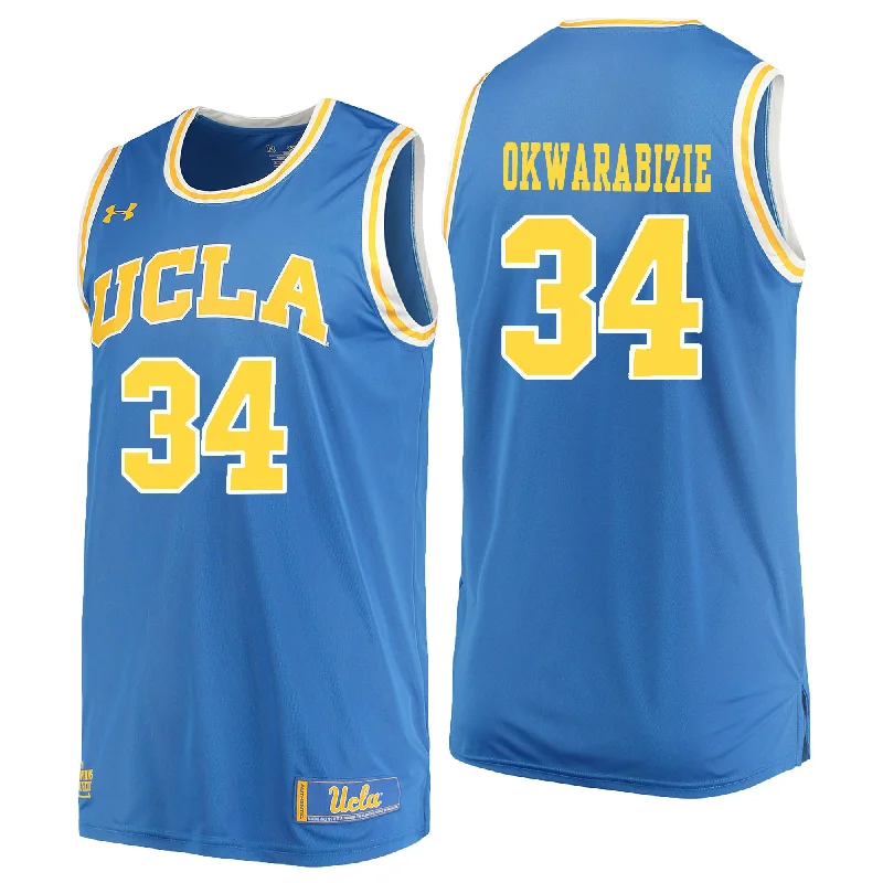 Basketball Jersey For Practice-UCLA Bruins 34 Ikenna Okwarabizie Blue College Basketball Basketball Jersey