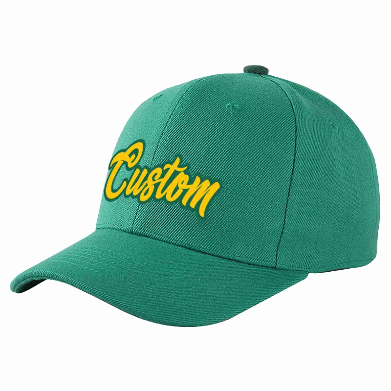 EDM Baseball Cap-Custom Light Green Gold-Kelly Green Curved Eaves Sport Baseball Cap Design for Men/Women/Youth