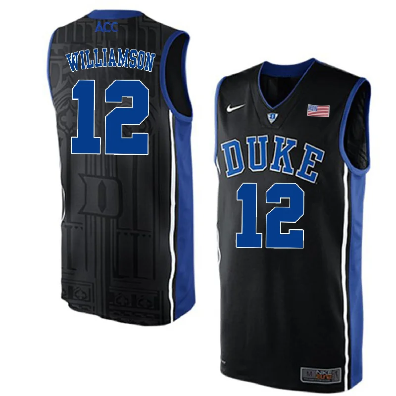 Basketball Jersey For Home Games-Duke Blue Devils 12 Zion Williamson Black College Basketball Elite Basketball Jersey