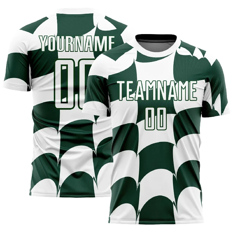 Football Jersey For Sports Clubs-Custom White Green Plaid Sublimation Soccer Uniform Jersey