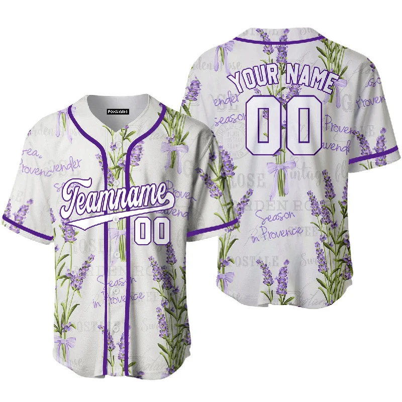 Women’s Football Jersey-Women’s Basketball Jersey-Hall of Fame Baseball Jersey-Custom Vintage Lavender Pattern White Custom Baseball Jerseys For Men & Women