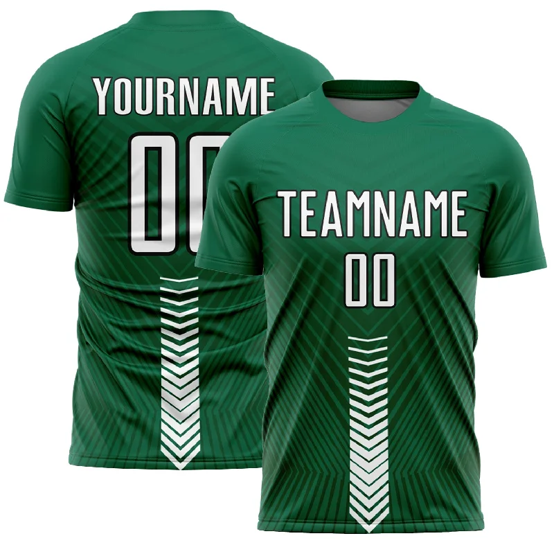 Football Jersey With Sports Graphic-Custom Kelly Green White-Black Arrow Shapes Sublimation Soccer Uniform Jersey