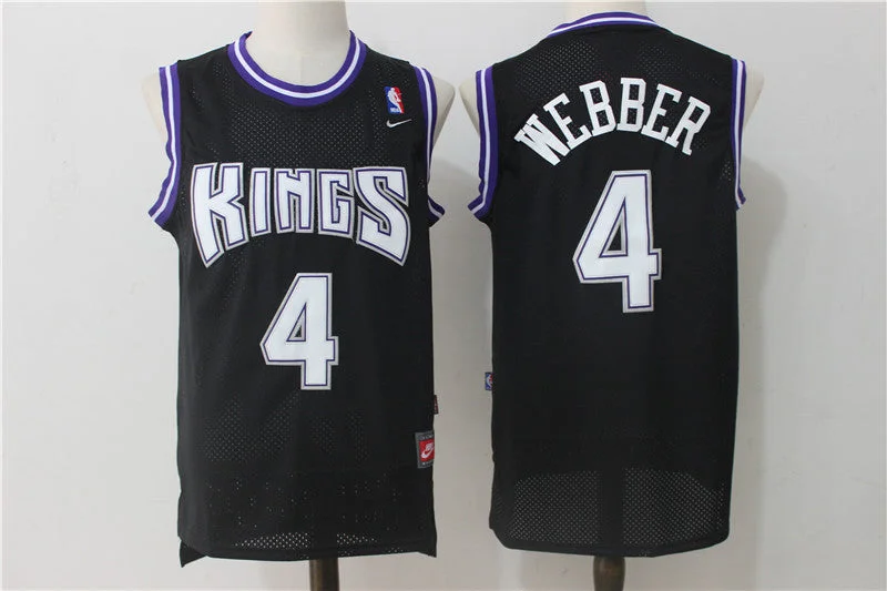 Basketball Jersey With Player Photos-Kings 4 Chris Webber Black Basketball Jersey