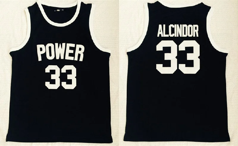 Basketball Jersey For Street Basketball-Power Memorial High School 33 Kareem Abdul-Jabbar Black Basketball Basketball Jersey