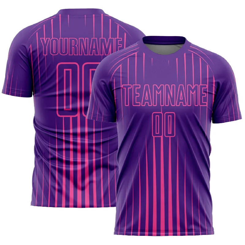 Football Jersey For Sportswear Collection-Custom Purple Pink Lines Sublimation Soccer Uniform Jersey