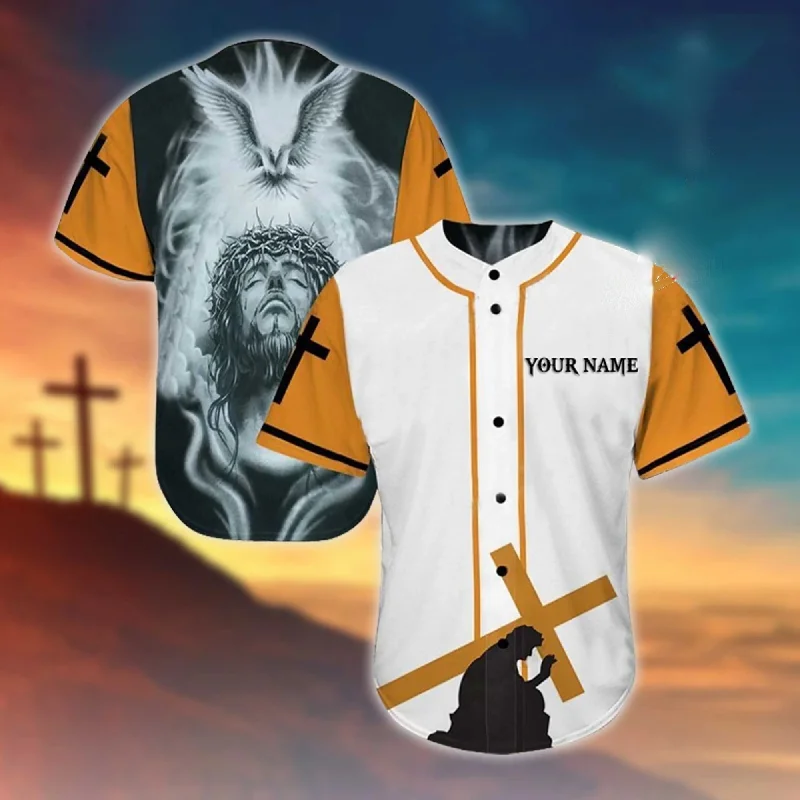 Football Jersey With Anti-Odor Treatment-Basketball Jersey With Anti-Odor Treatment-Baseball Jersey With Anime Graphics-Cross, God Baseball Jersey - Jesus Custom Printed 3D Baseball Jersey Shirt For Men Women