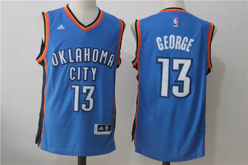 Basketball Jersey For Championship-Thunder 13 Paul George Blue Swingman Basketball Jersey