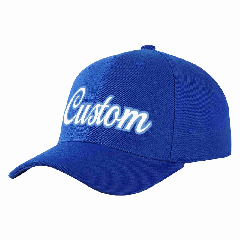 Floral Baseball Cap-Custom Royal White-Light Blue Curved Eaves Sport Baseball Cap Design for Men/Women/Youth