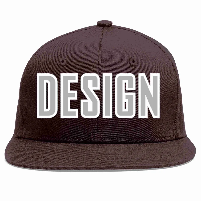 Bible Verse Baseball Cap-Custom Brown Gray-White Flat Eaves Sport Baseball Cap Design for Men/Women/Youth