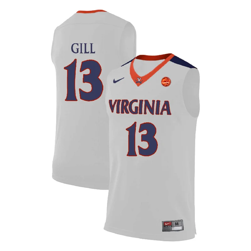 Basketball Jersey For Sale Near Me-Virginia Cavaliers 13 Anthony Gill White College Basketball Basketball Jersey