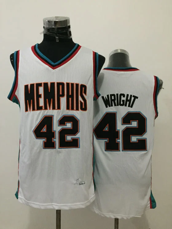 Basketball Jersey For Sports Enthusiasts-Grizzlies 42 Lorenzen Wright White Throwback Basketball Jersey