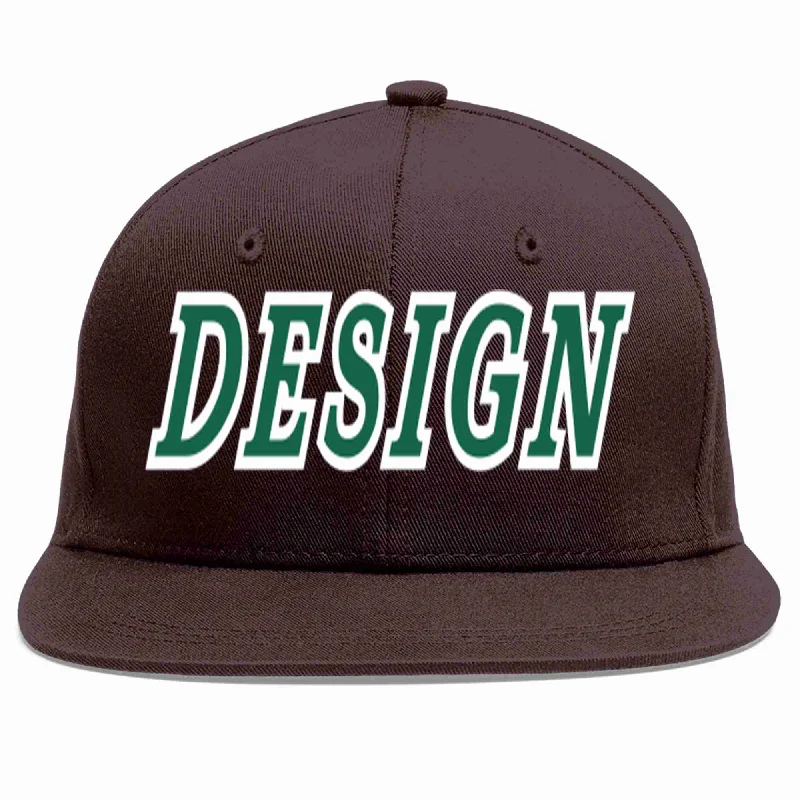 TV Show Baseball Cap-Custom Brown Kelly Green-White Flat Eaves Sport Baseball Cap Design for Men/Women/Youth