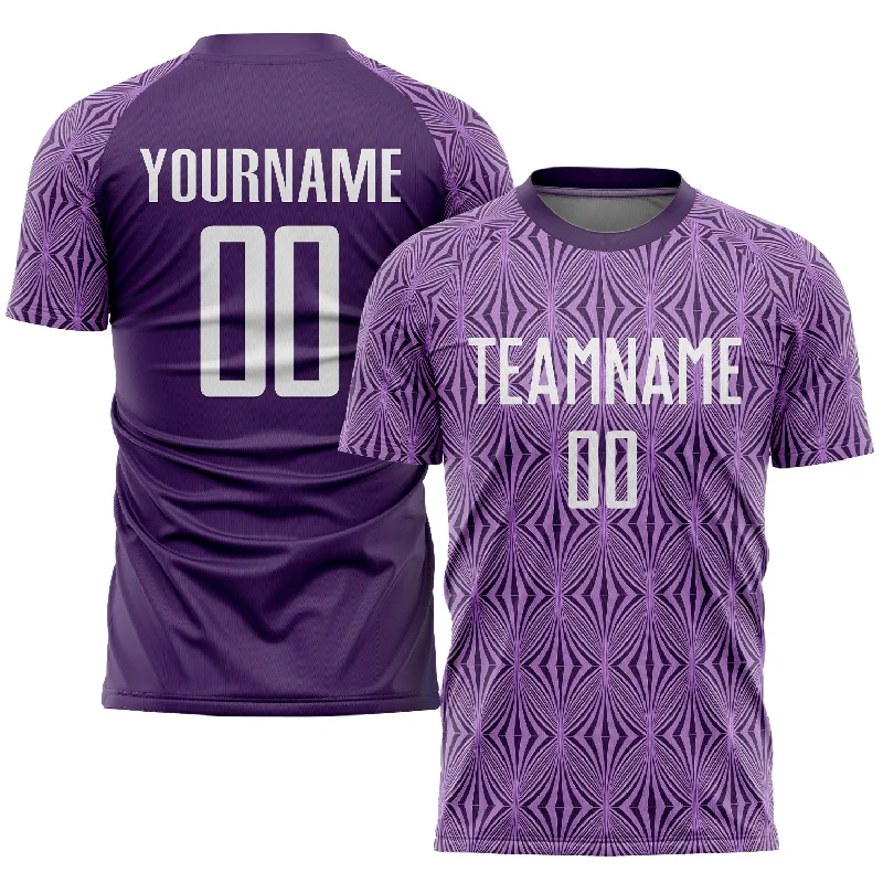 Football Jersey With Sublimation Printing-Custom Purple White Sublimation Soccer Uniform Jersey