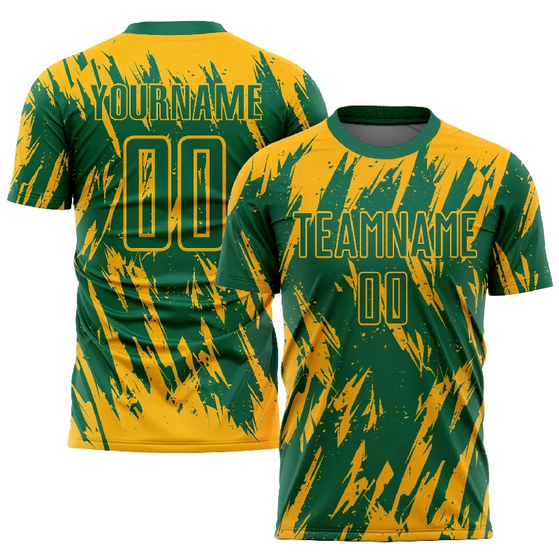 Custom Football Jersey-Custom Gold Kelly Green Sublimation Soccer Uniform Jersey