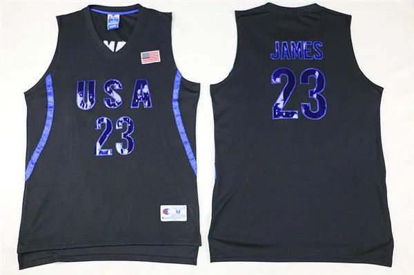 Authentic Basketball Jersey-USA 23 LeBron James Black Basketball Basketball Jersey