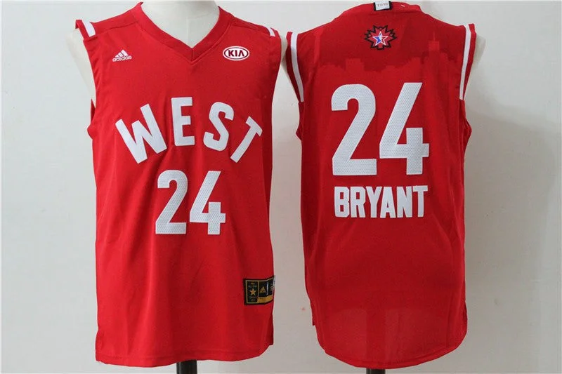 Basketball Jersey For City Leagues-Lakers 24 Kobe Bryant Red 2016 All Star West Basketball Jersey