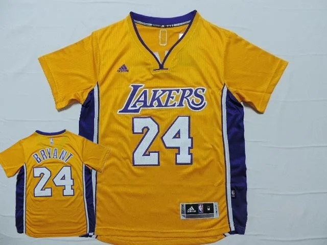 Personalized Basketball Jersey-Lakers 24 Bryant Yellow 2014-15 New Revolution 30 Short Sleeve Basketball Jersey