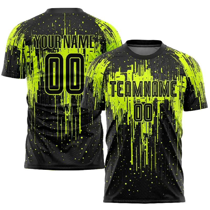 Football Jersey For Friends-Custom Neon Green Black Sublimation Soccer Uniform Jersey