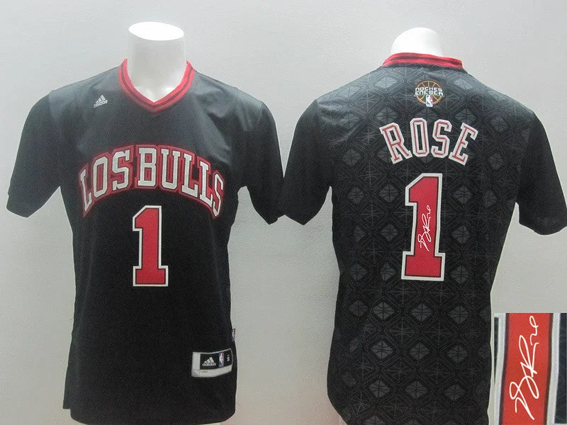 Basketball Jersey For Winter Basketball-Bulls 1 Rose Black 2014 Latin Nights Signature Edition Basketball Jerseys