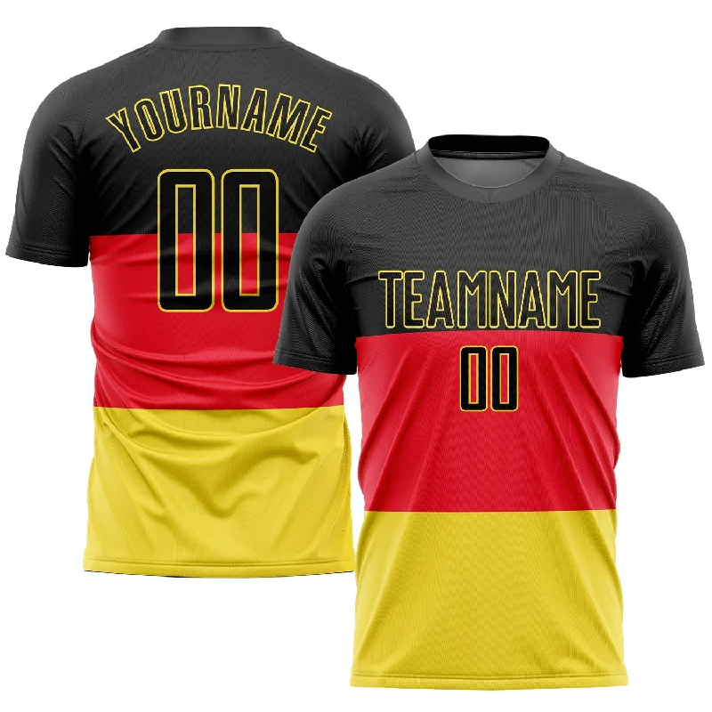 Lightweight Football Jersey-Custom Red Black-Gold Sublimation German Flag Soccer Uniform Jersey