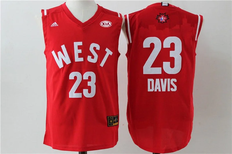 Basketball Jersey Sleeveless-Pelicans 23 Anthony Davis Red 2016 All Star West Basketball Jersey