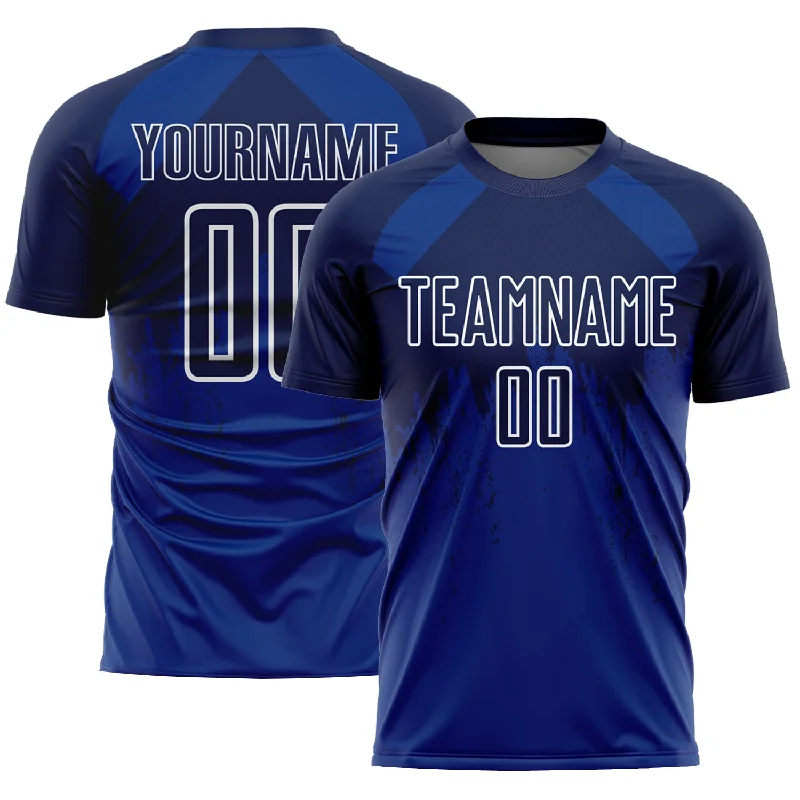 Football Jersey For Professional Wear-Custom Royal Navy-White Dripping Splatter Art Sublimation Soccer Uniform Jersey