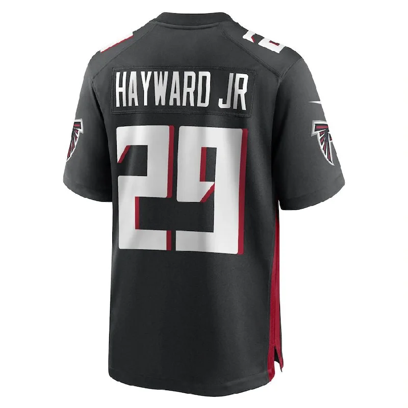 Embroidered Rugby Jersey-A.Falcons #29 Casey Hayward Black Game Player Jersey Stitched American Football Jerseys