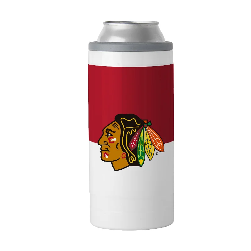 Team Mug For Fans-Chicago Blackhawks 12oz Colorblock Slim Can Coolie