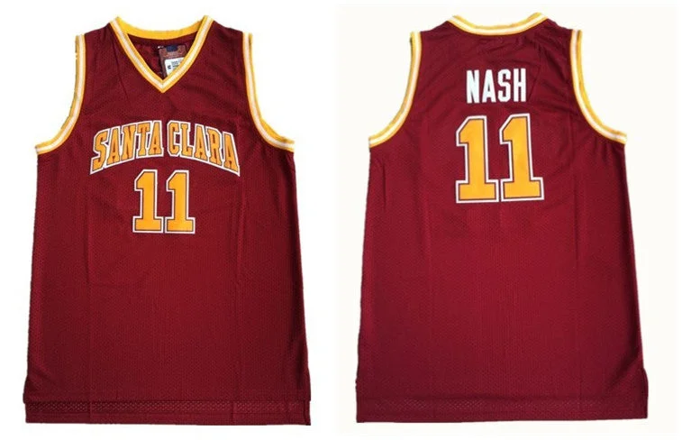 Retro Basketball Jersey-Santa Clara University 11 Steve Nash Red College Basketball Jersey