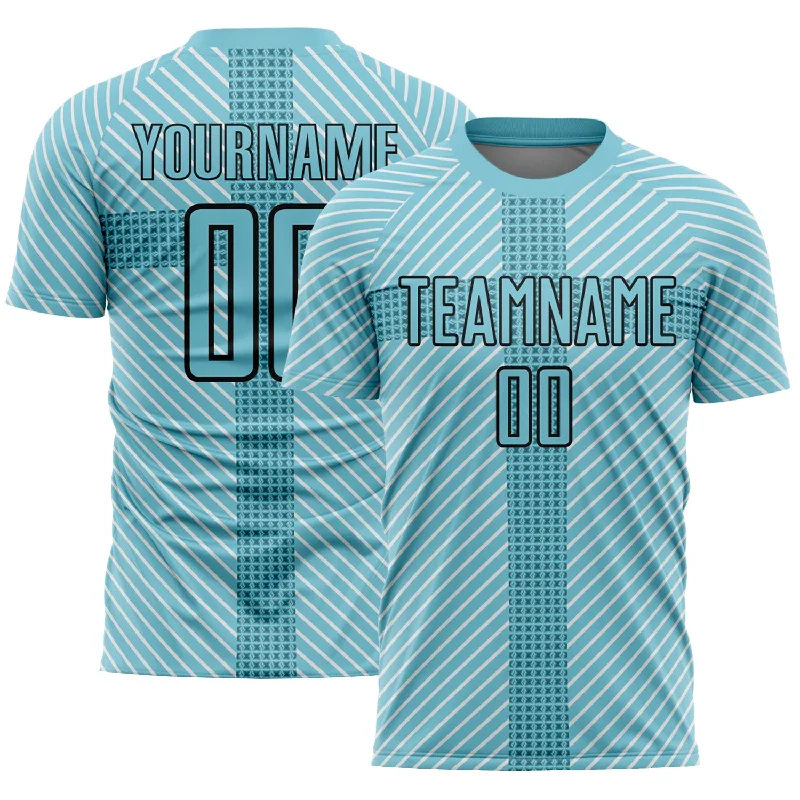 Football Jersey For Summer Games-Custom Panther Blue Black Geometric Shapes Sublimation Soccer Uniform Jersey