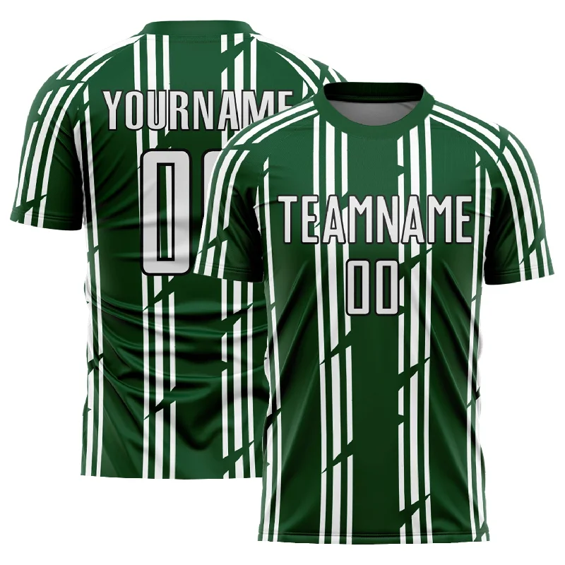 Custom Men’s Football Jersey-Custom Green White-Black Pinstripe Sublimation Soccer Uniform Jersey