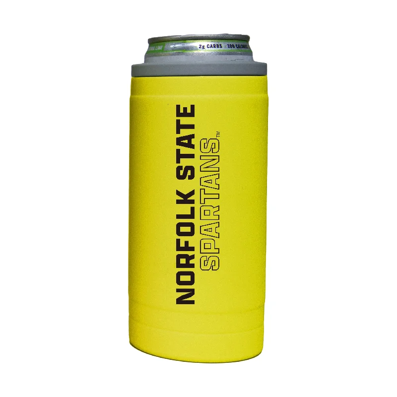 Team Mug With National Flag-Norfolk State 12oz Cru Stacked Soft Touch Slim Coolie