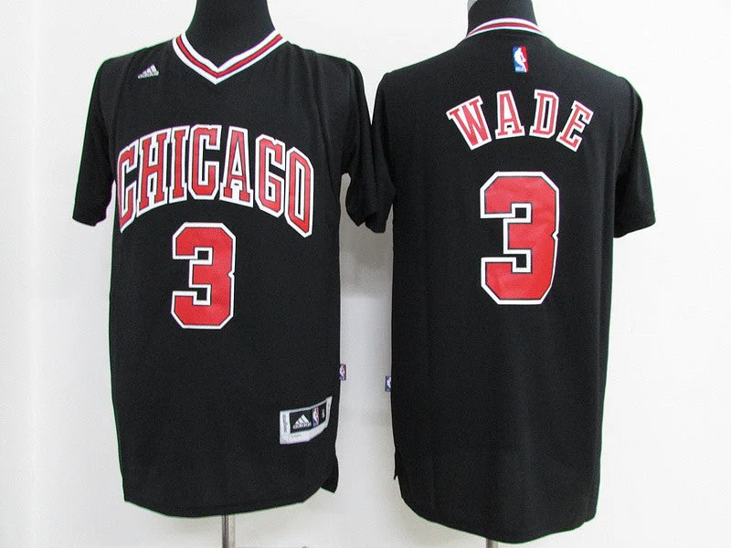 Basketball Jersey For Team Celebrations-Bulls 3 Dwayne Wade Black Pride Swingman Basketball Jersey