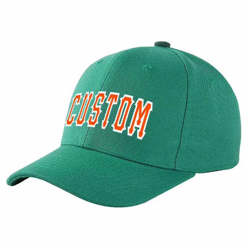 Racing Baseball Cap-Custom Light Green Orange-White Curved Eaves Sport Baseball Cap Design for Men/Women/Youth