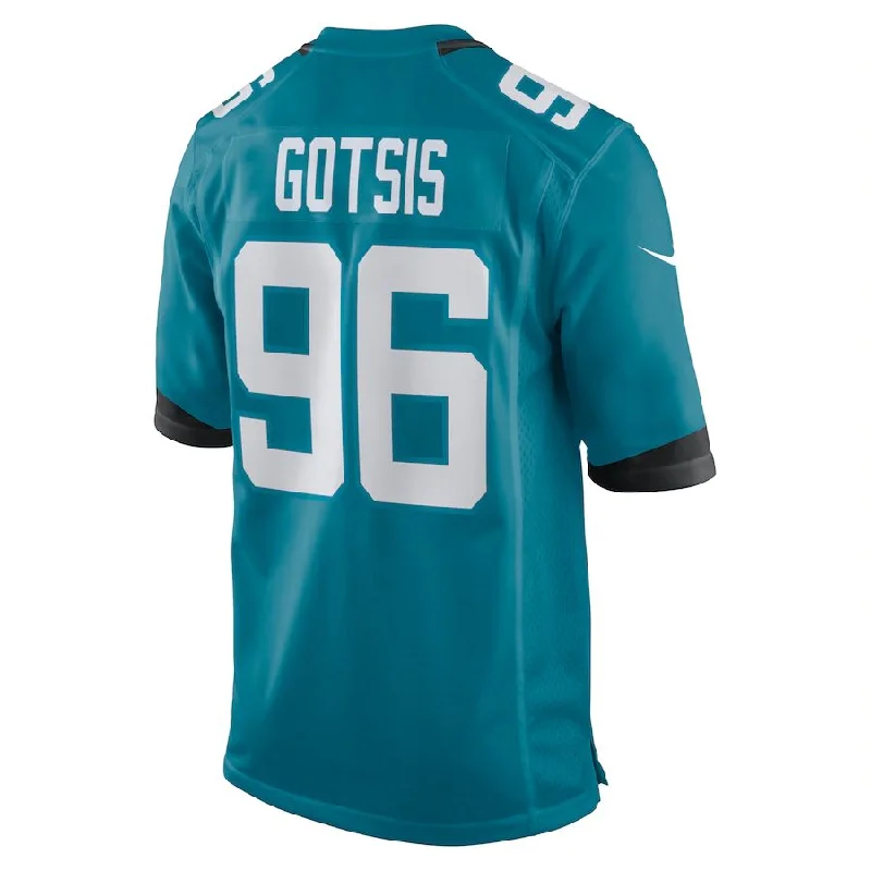 Rugby Jersey For Pre-Match Warm-Ups-J.Jaguars #96 Adam Gotsis Teal Game Jersey Stitched American Football Jerseys