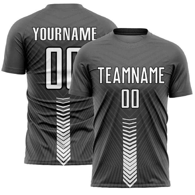 Football Jersey For Signature Collections-Custom Steel Gray White-Black Arrow Shapes Sublimation Soccer Uniform Jersey