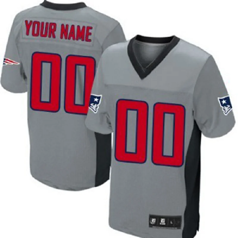 Rugby Jersey With Durable Seams-Custom NE.Patriots Gray Shadow Elite Jersey Stitched American Football Jerseys