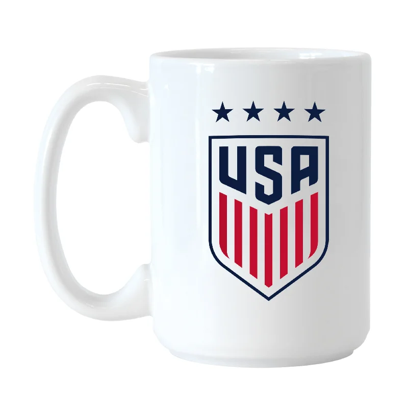 Team Mug For Award Ceremonies-US Womens Soccer Crest Logo 15oz Sublimated Mug